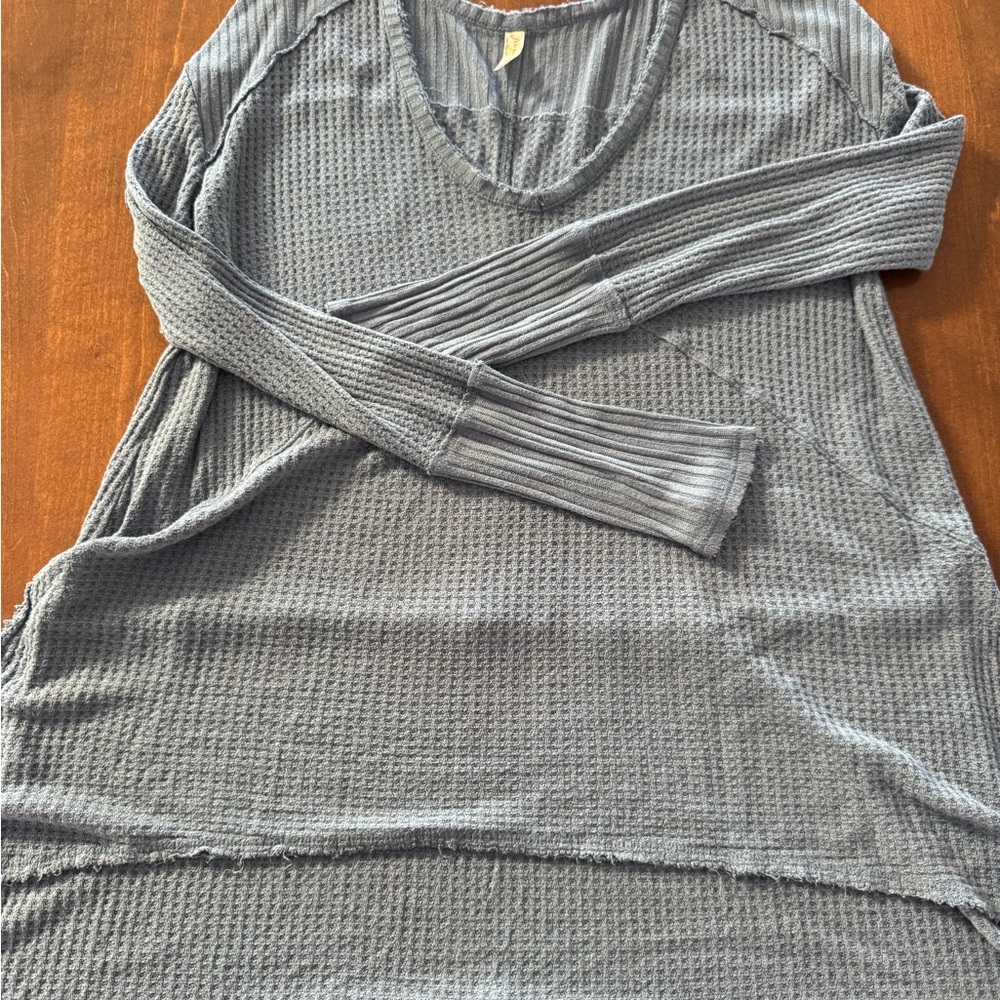 Free People Long Sleeve Gray Top